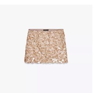 Zara Beige SEQUIN MINI SKIRT